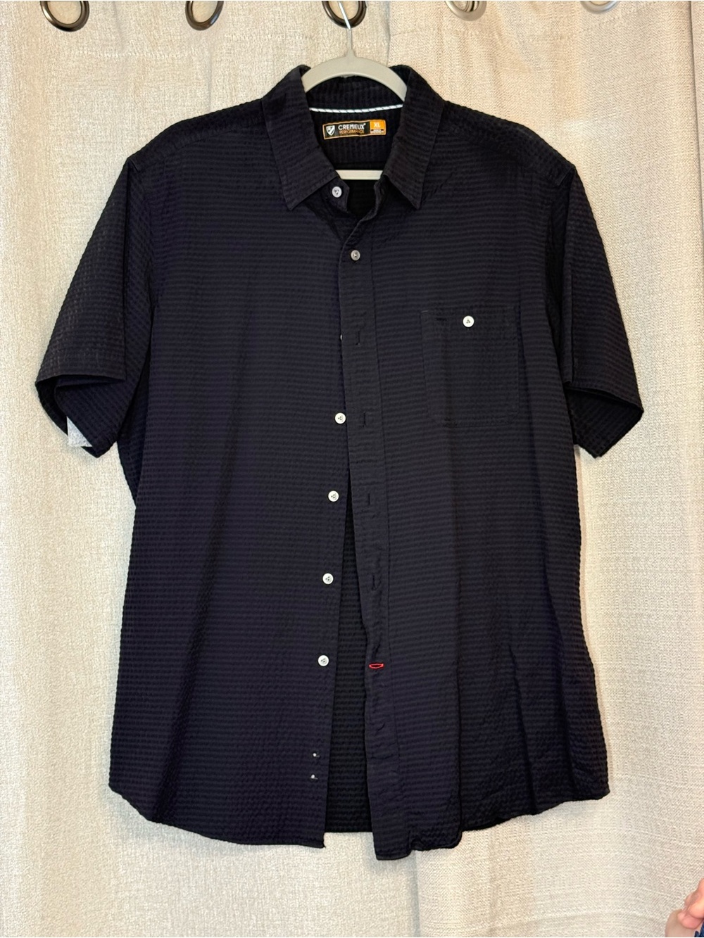 Daniel Cremieux Black Short-Sleeve Textured Button-Down Shirt